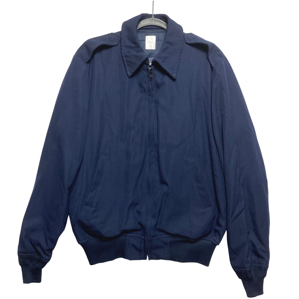 DSCP Wings Bomber Jacket Mens 42L Navy Blue Military Utility Epaulets Lined